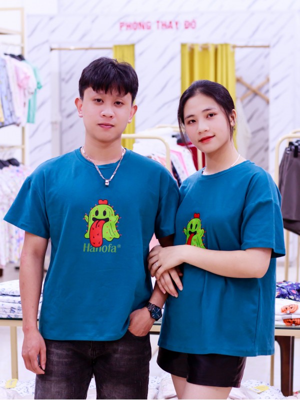Áo phông Unisex Xanh Cổ Vịt M