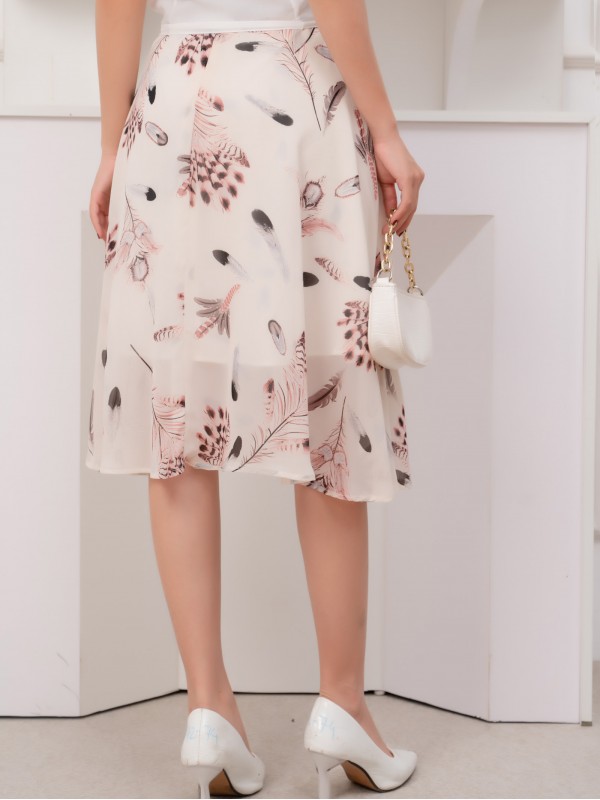 Chân váy xòe lông công trắng size S