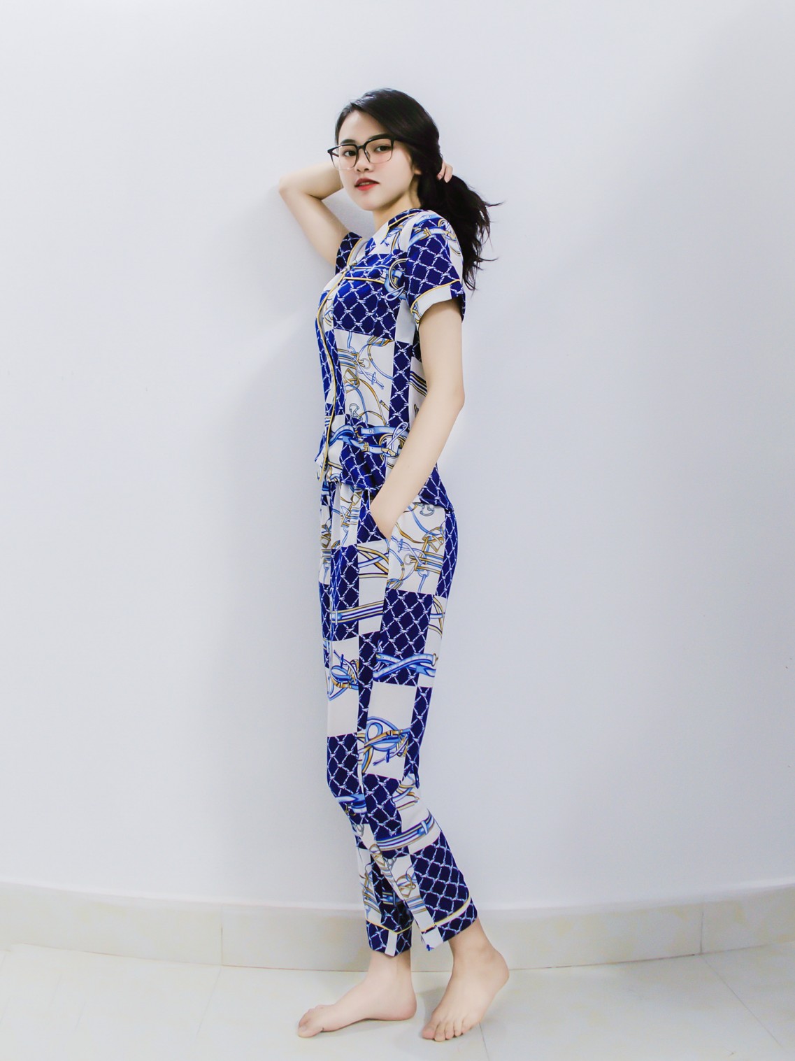Bộ Pijama ngắn tay Xanh S