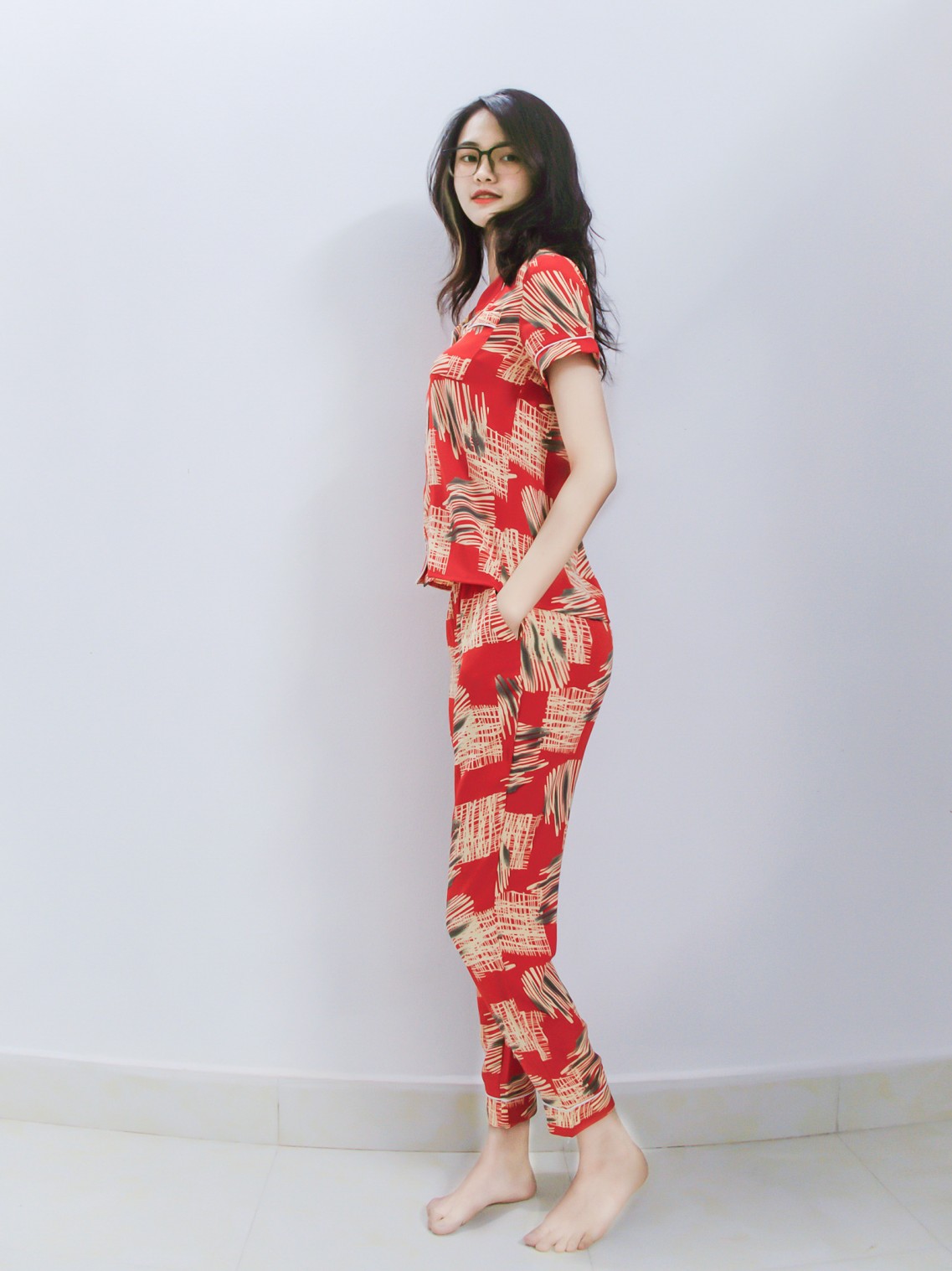 Bộ Pijama ngắn tay Đỏ S