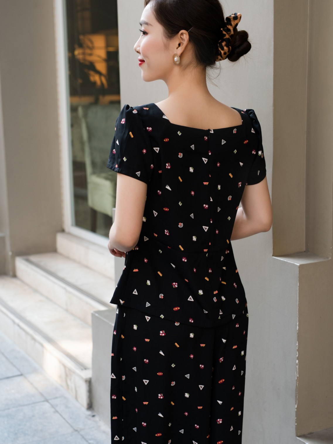 Bộ trung niên cổ vuông hoa dây 2XL