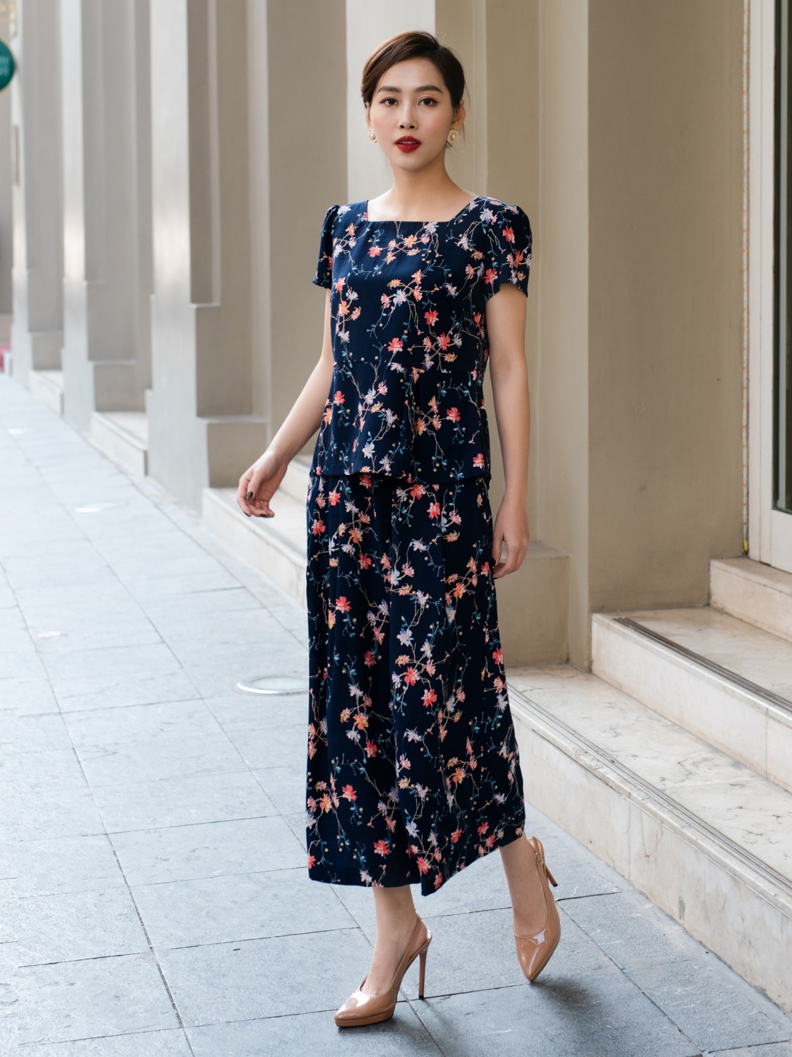 Bộ trung niên cổ vuông hoa dây 2XL