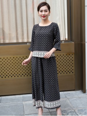 Bộ trung niên tay lỡ Hoa chân Size 2XL