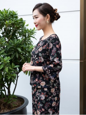 Bộ trung niên tay lỡ Hoa hồng Size 2XL