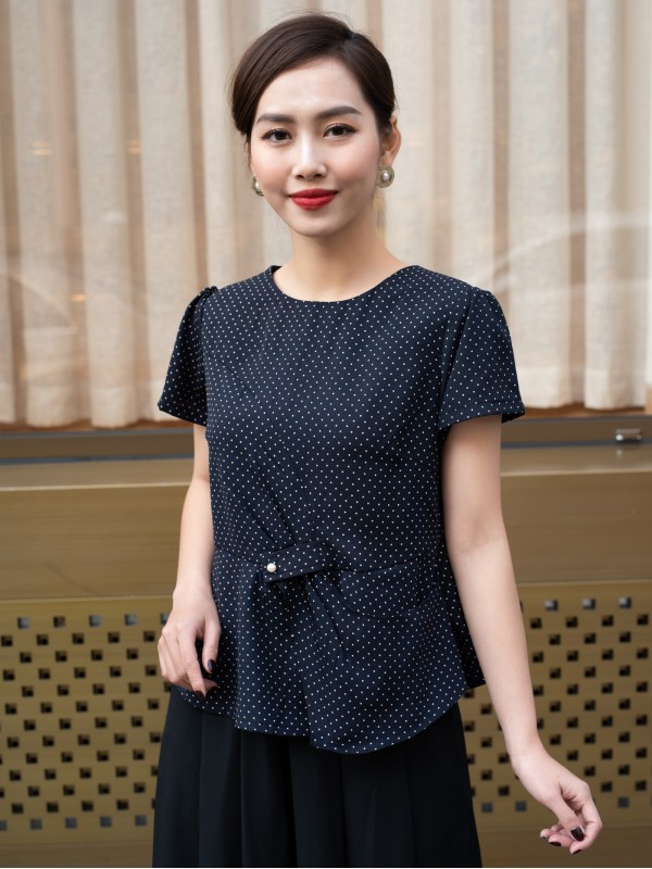 Bộ trung niên cổ tròn chấm bi 2XL