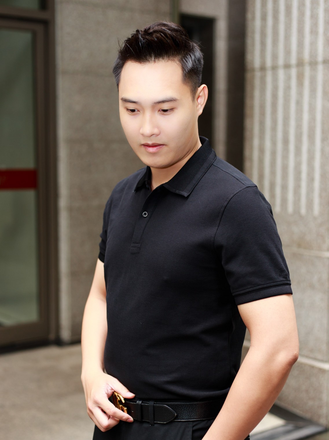 Áo Polo nam Pique Đen L