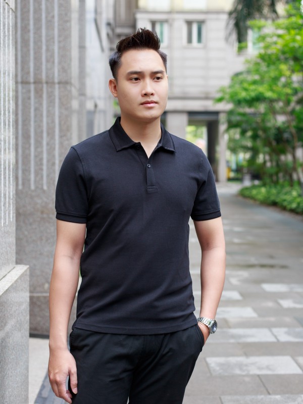 Áo Polo nam Pique Đen M