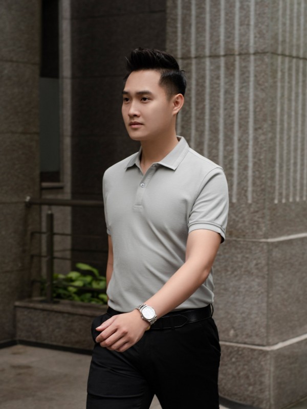 Áo Polo nam Pique Ghi M