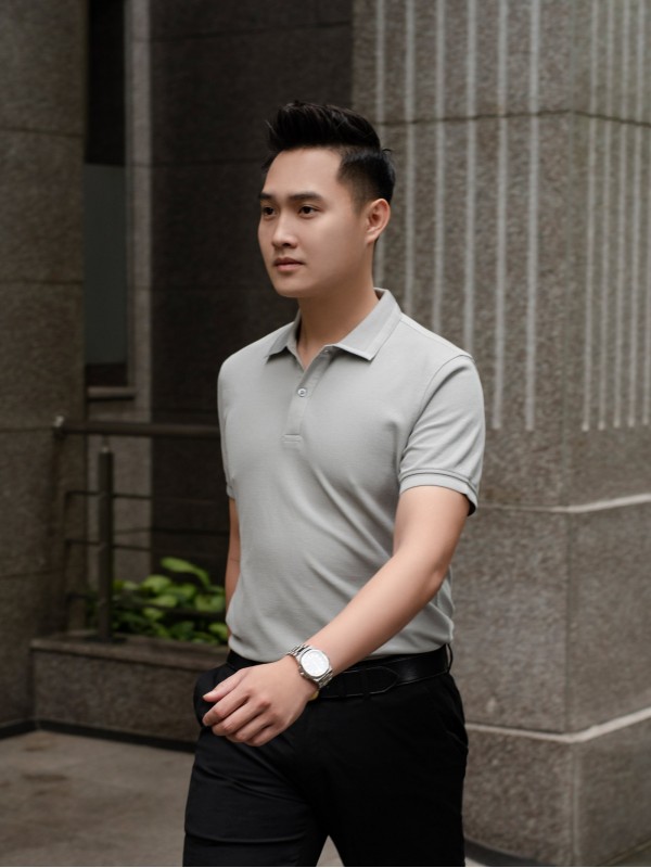 Áo Polo nam Pique Ghi M