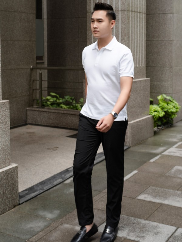 Áo Polo nam Pique Trắng M