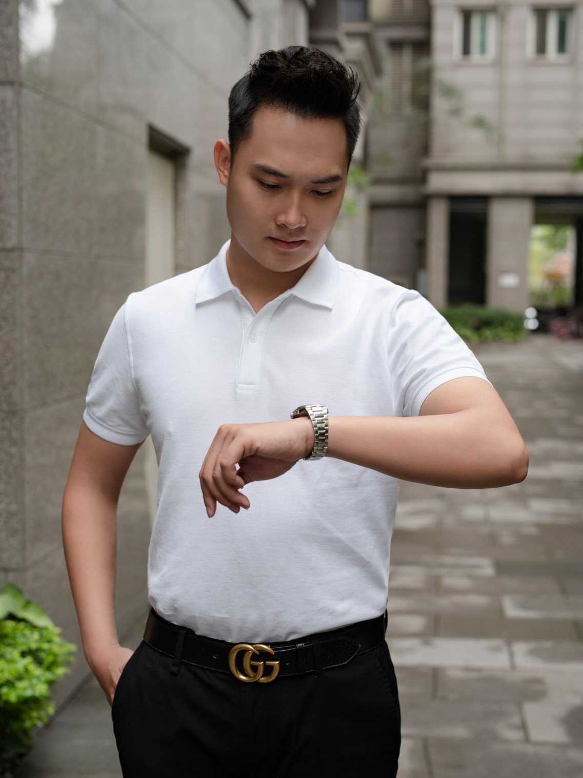 Áo Polo nam Pique Trắng M