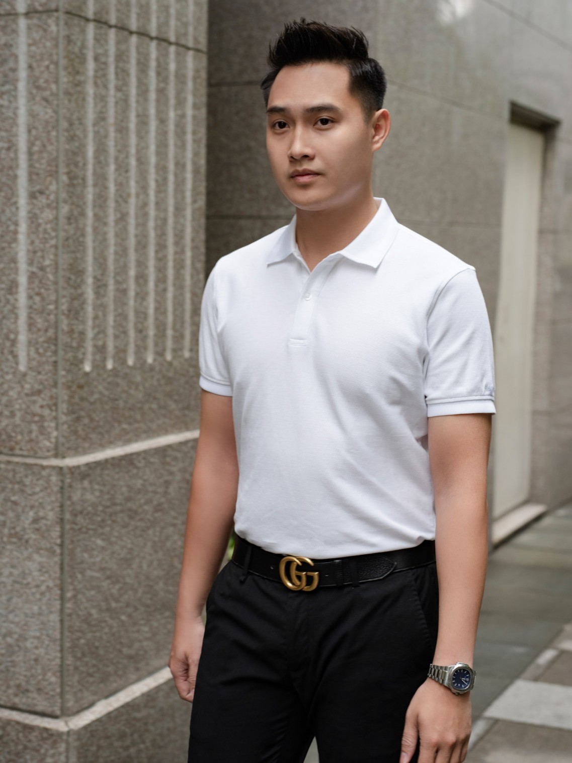 Áo Polo nam Pique Trắng M