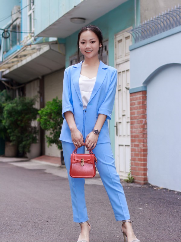 Áo Vest Blazer tay lỡ Xanh môn lợt M