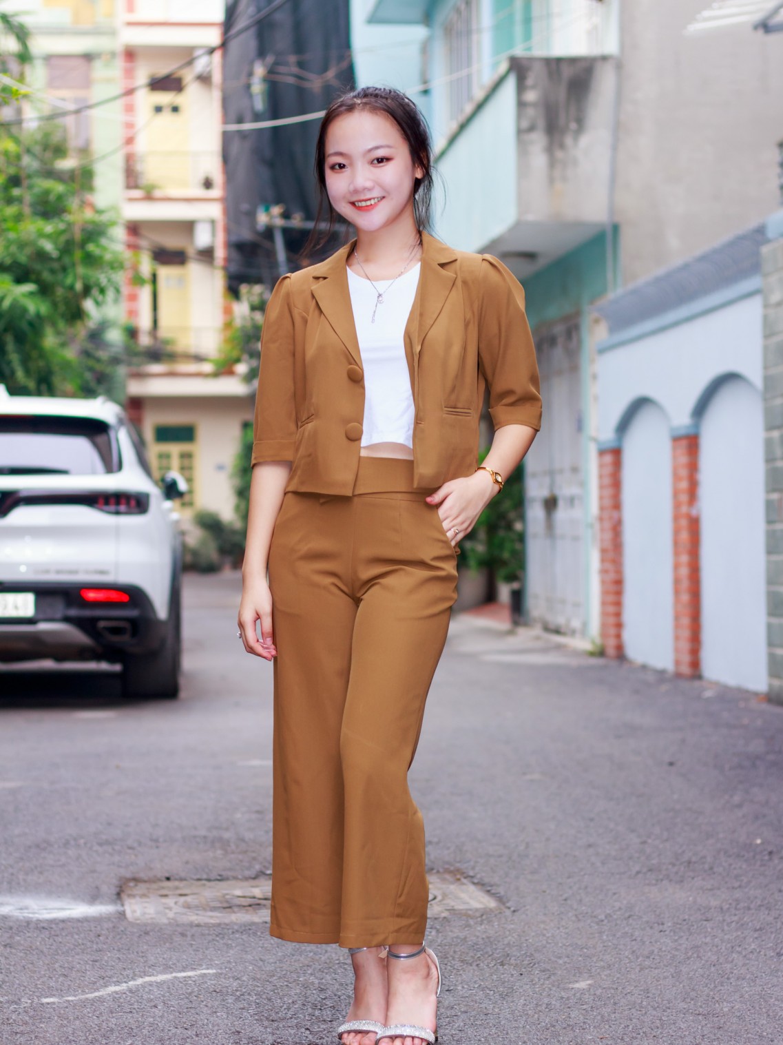 Áo Vest croptop tay lỡ Vàng bò XL