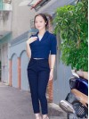 Áo Vest croptop tay lỡ Xanh than M