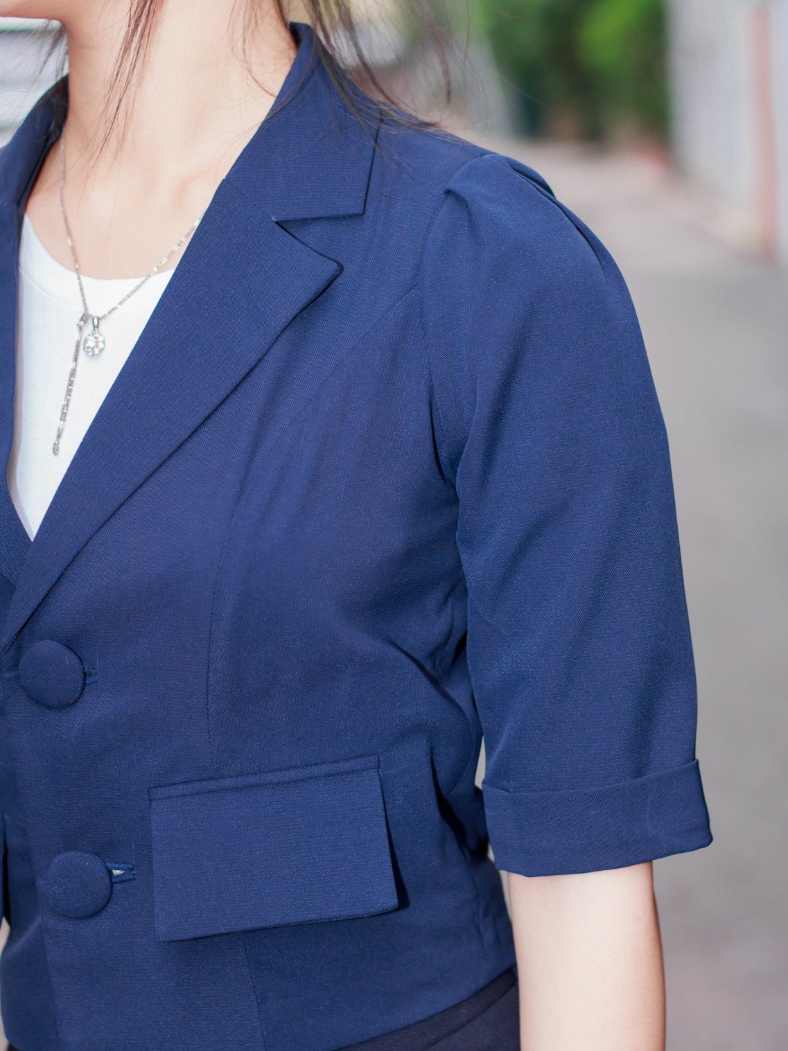 Áo Vest croptop tay lỡ Xanh than M