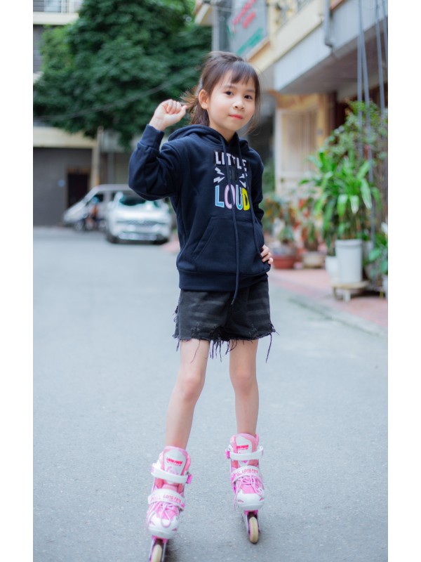 Áo Hoodie in chữ LITTLE Navy 100