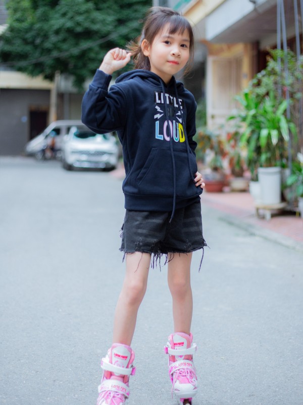 Áo Hoodie in chữ LITTLE Navy 100