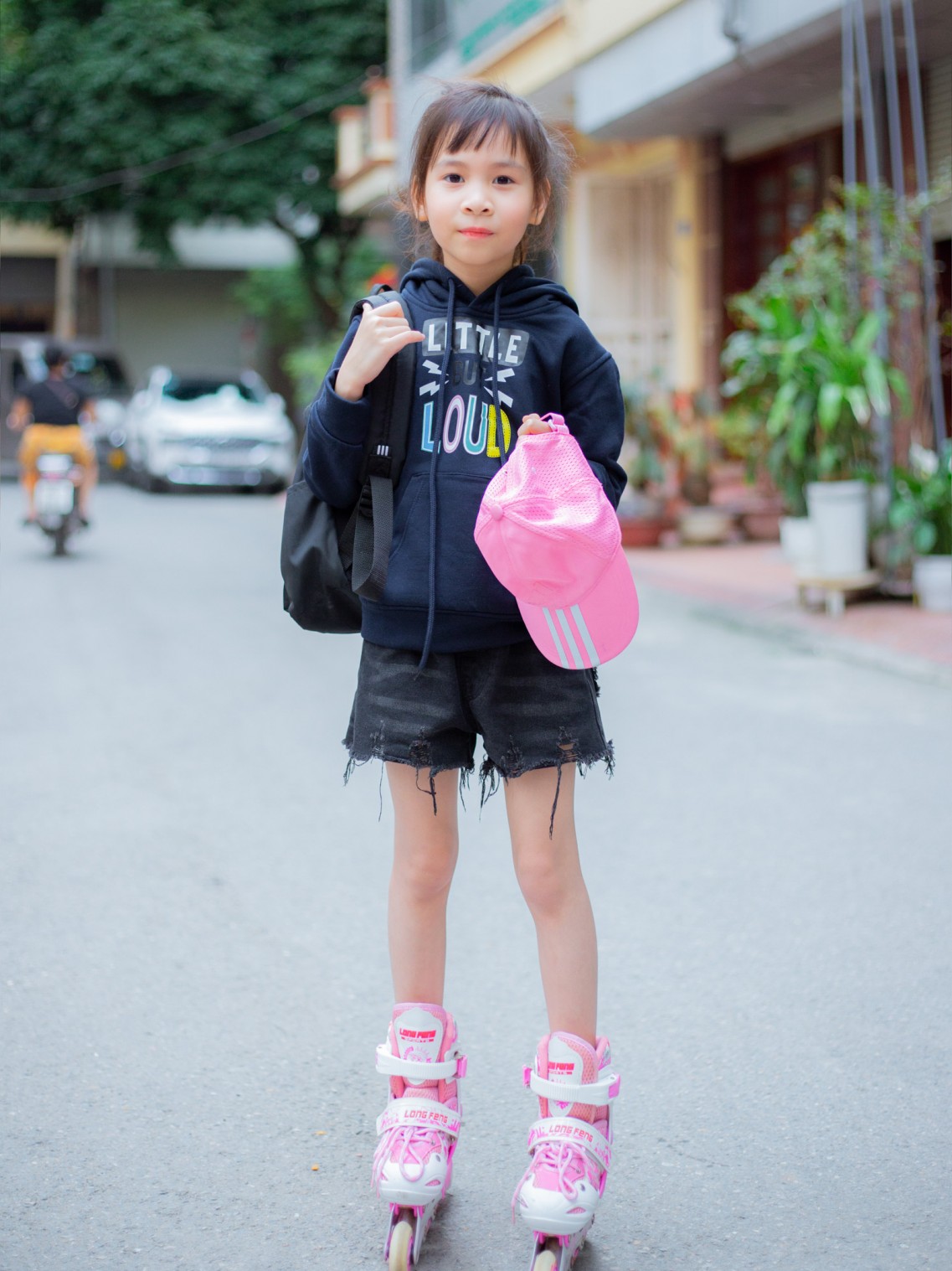 Áo Hoodie in chữ LITTLE Navy 100