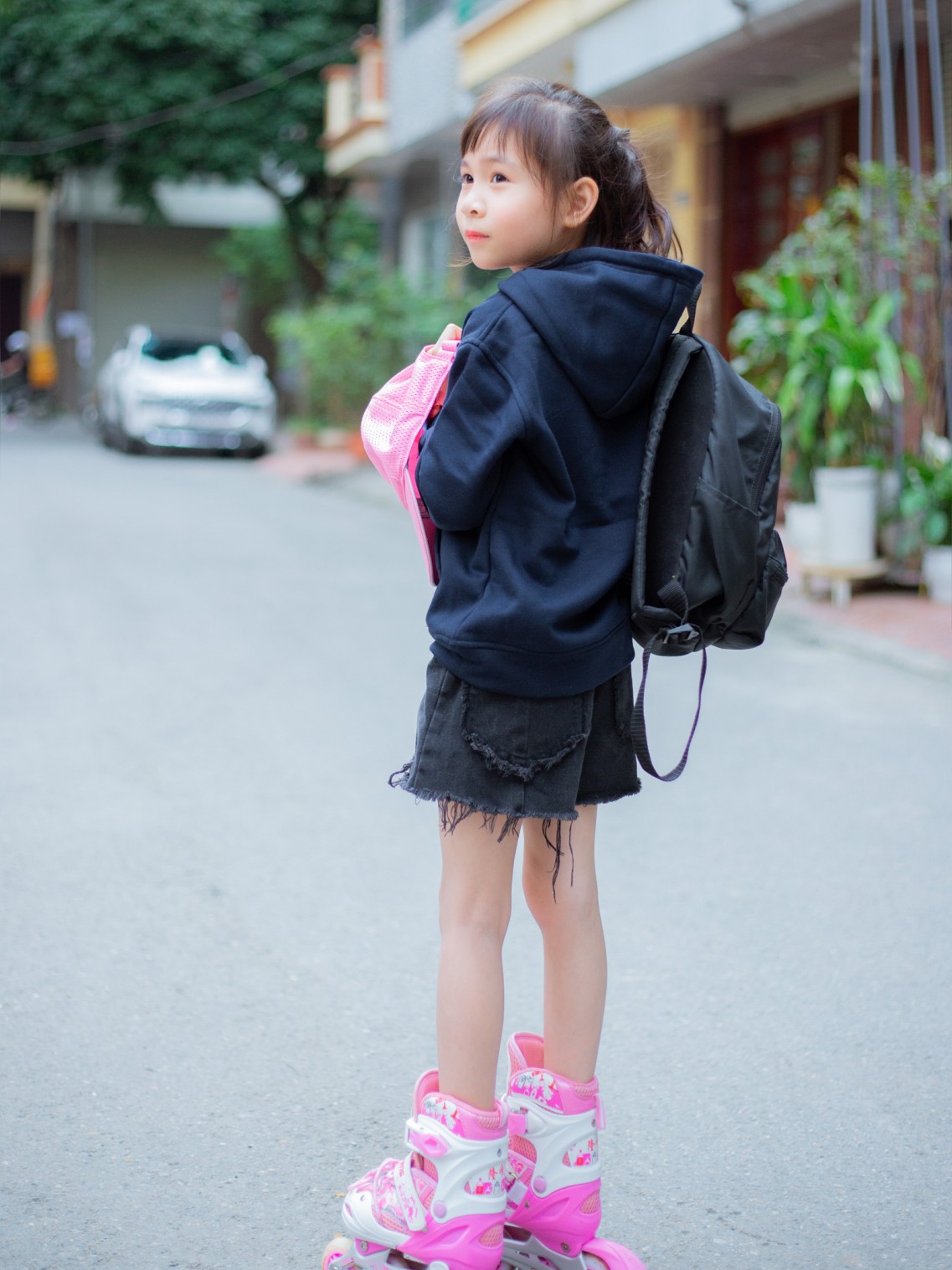 Áo Hoodie in chữ LITTLE Navy 100