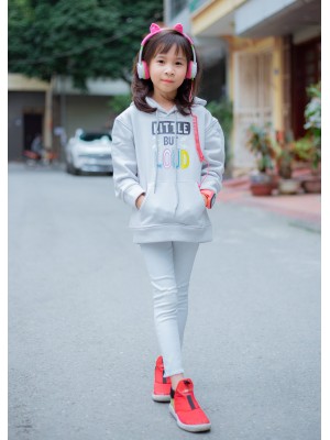 Áo Hoodie in chữ LITTLE Ghi 100