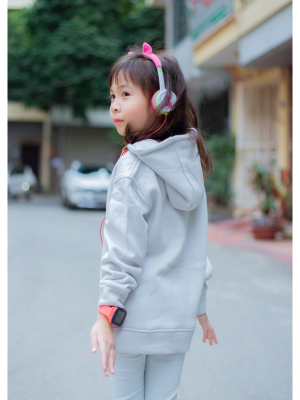 Áo Hoodie in chữ LITTLE Ghi 100