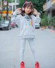 Áo Hoodie in chữ LITTLE Ghi 100