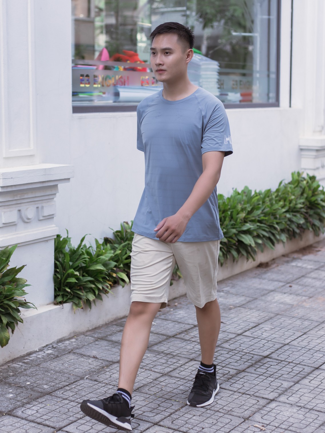 Áo thun nam thể thao Ghi L