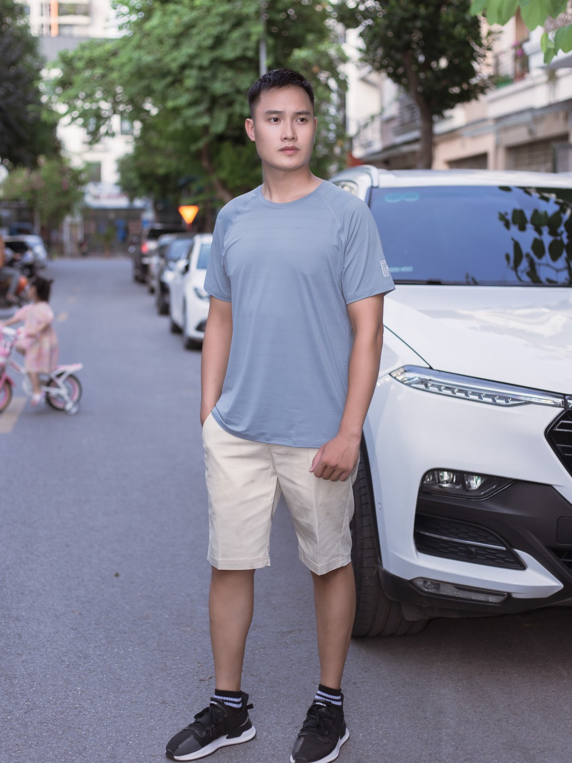 Áo thun nam thể thao Ghi L