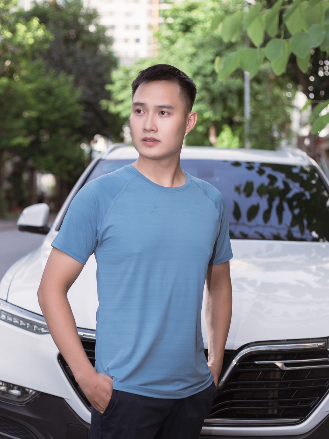 Áo thun nam thể thao Xanh M