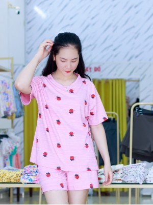 Đồ bộ người lớn quả dâu hồng L