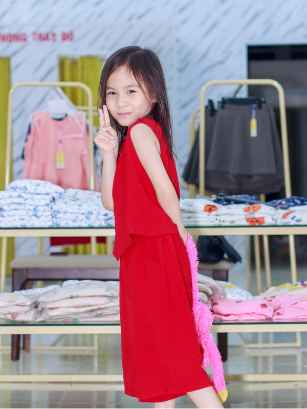 Bộ đũi sát nách trẻ em Đỏ đô 120