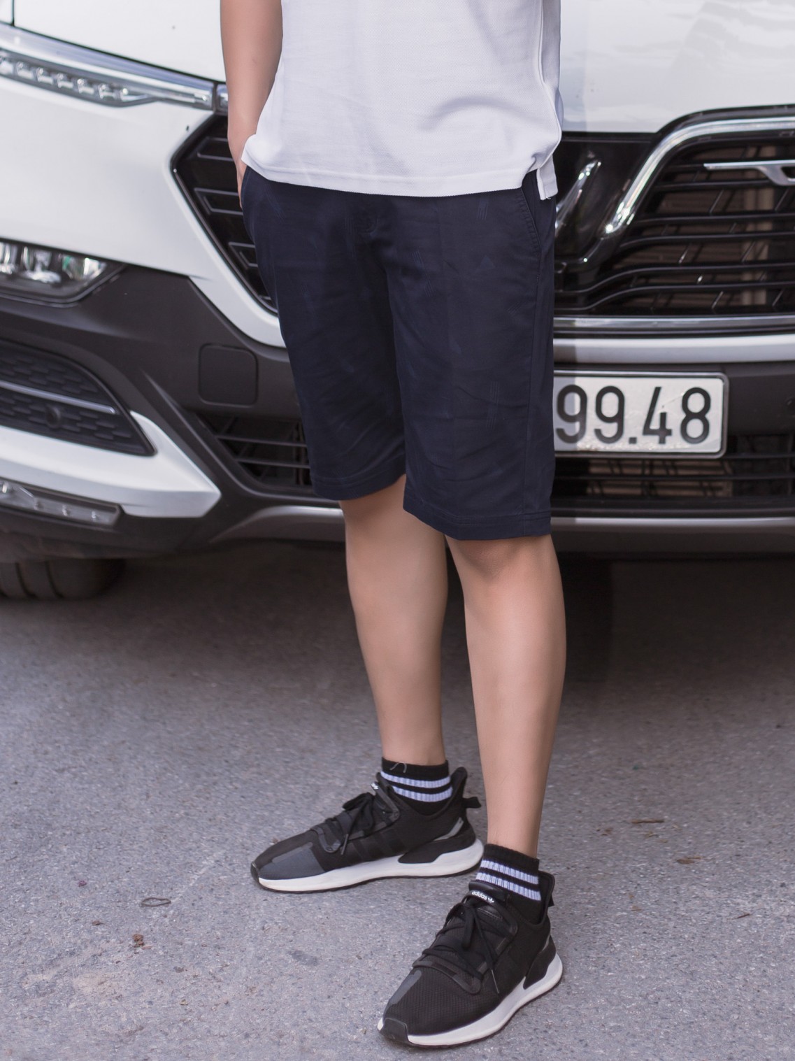 Quần short khaki dáng dài Tím than 33