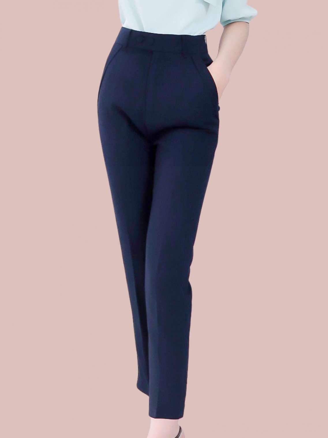 Quần ống côn 2 cúc Xanh than XL