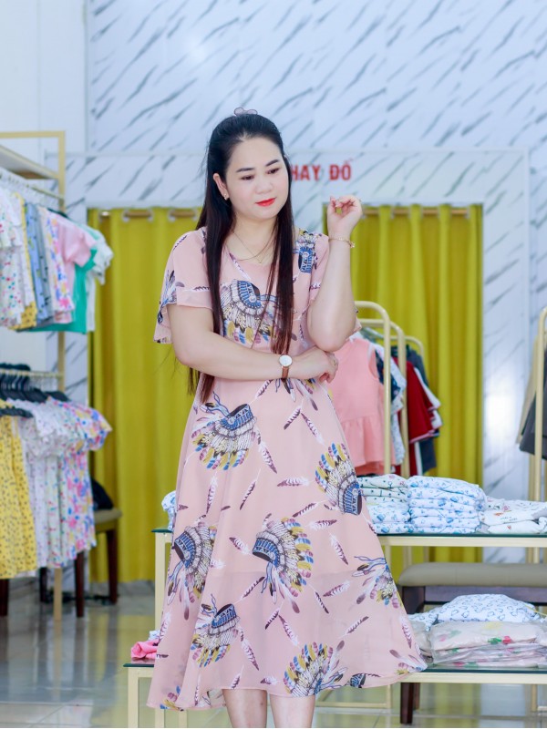 Váy Maxi cánh tiên Hồng Đậm M