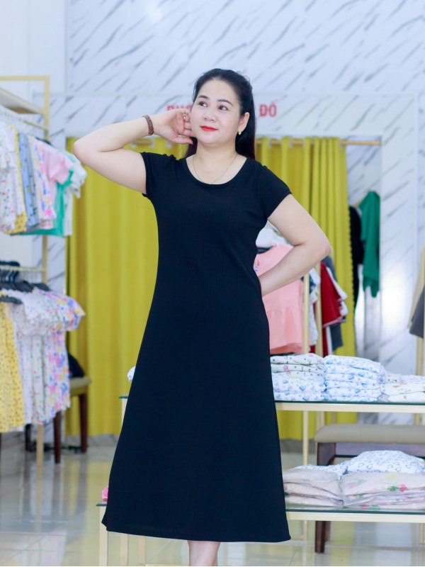 Váy maxi tăm hè Đen size L