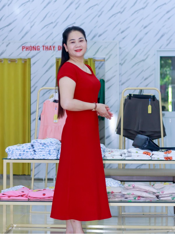 Váy maxi tăm hè Đỏ đô size L