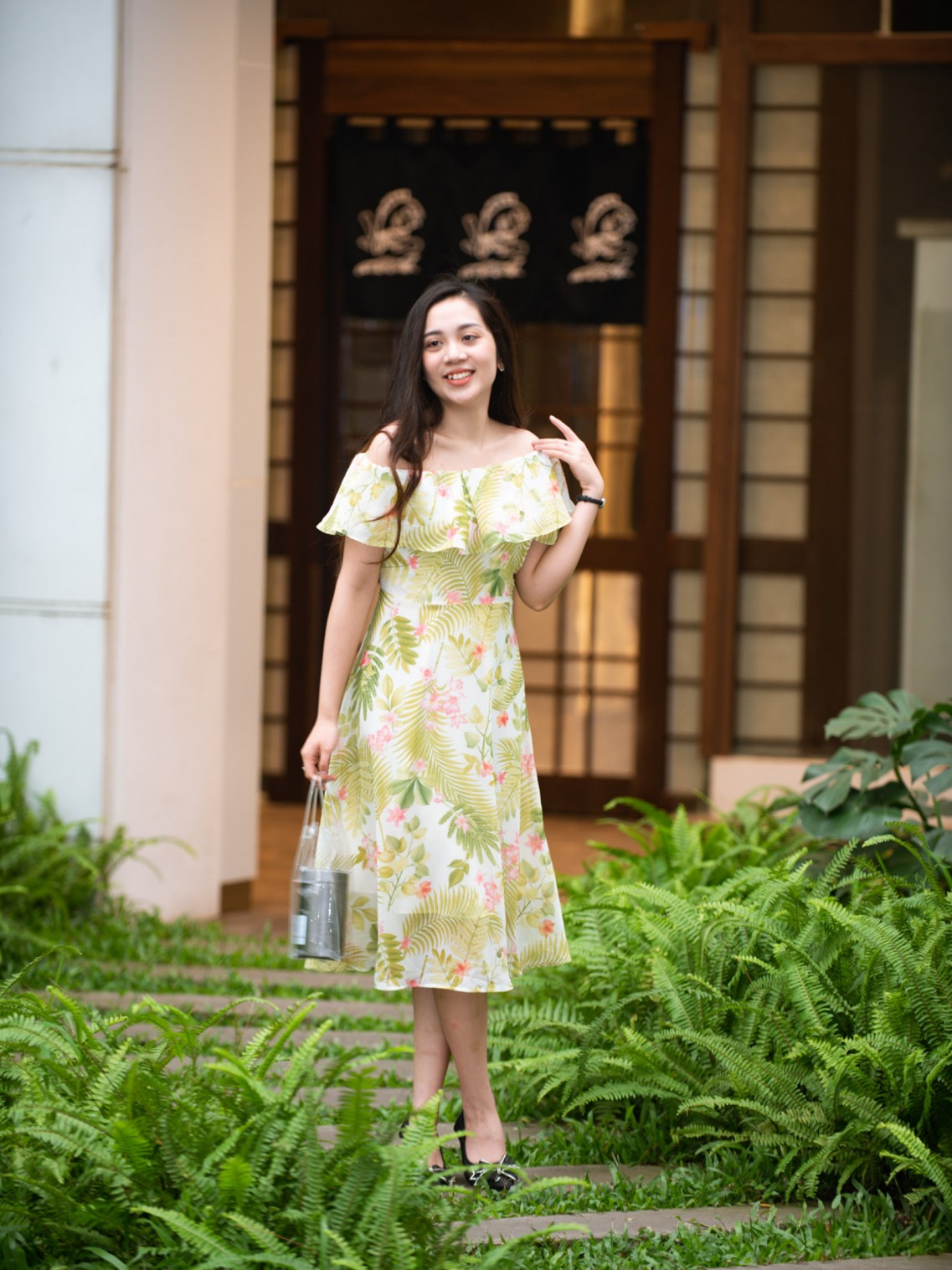 Váy trễ vai Xanh lá S