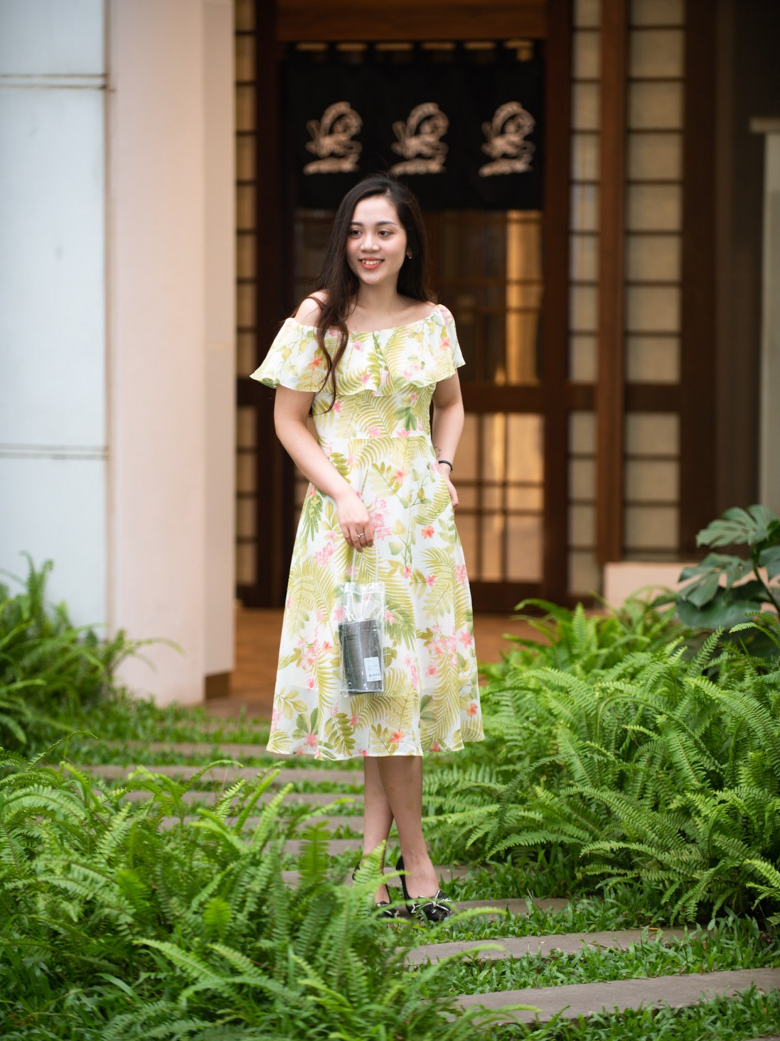 Váy trễ vai Xanh lá S