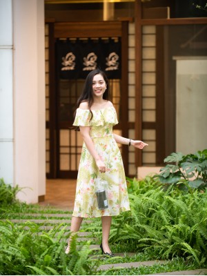 Váy trễ vai Xanh lá S