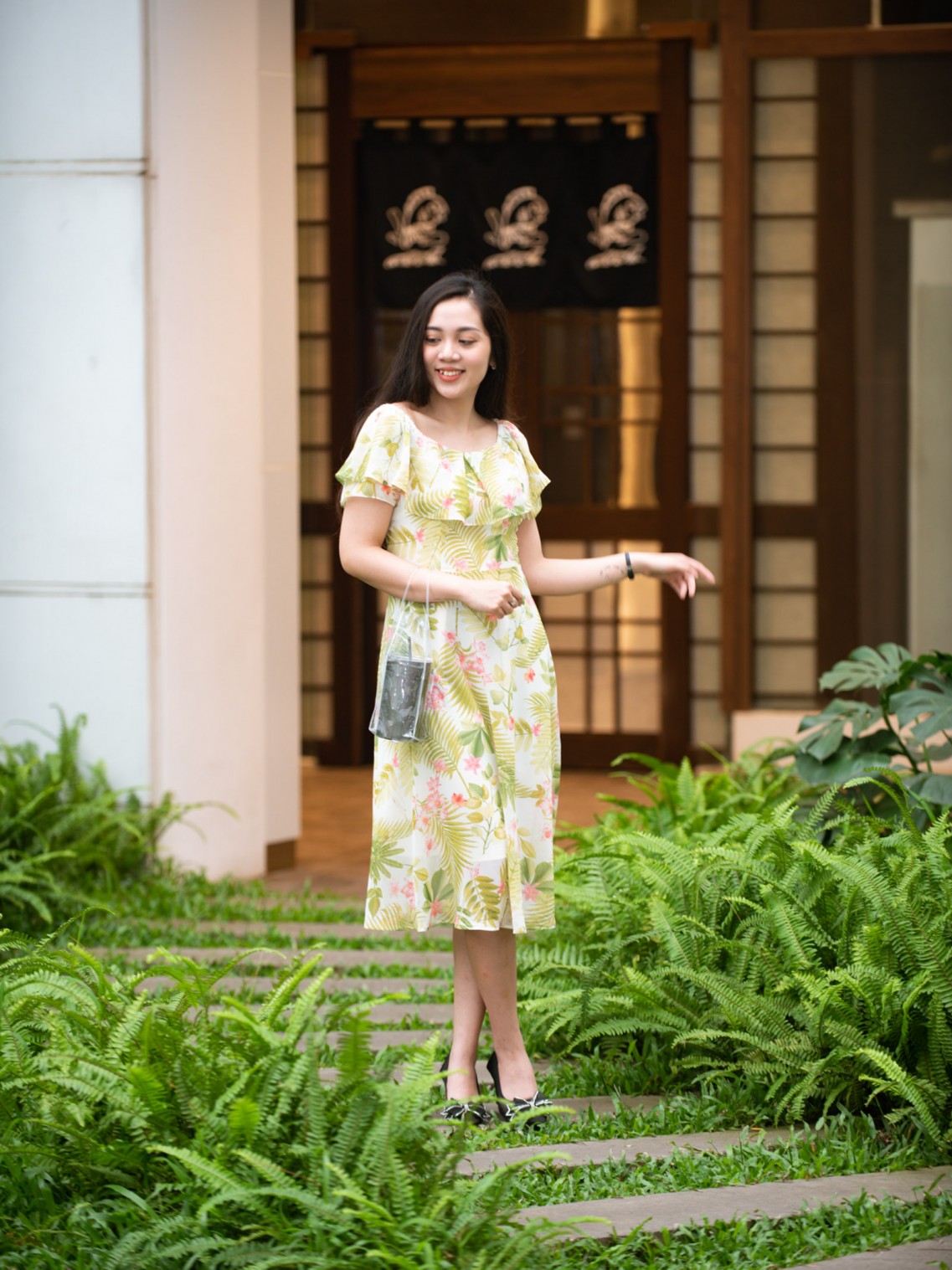 Váy trễ vai Xanh lá S